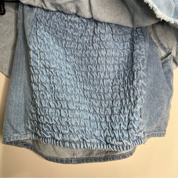 American Eagle Outfitters Blue Cropped Off the Shoulder Top Size Medium - Picture 3 of 8